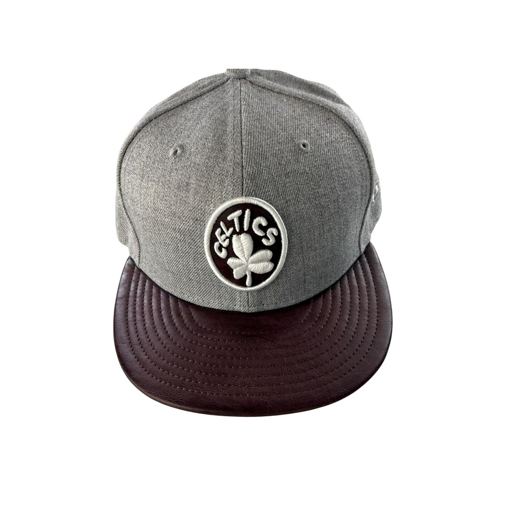 Boston Celtics New Era 9FIFTY Snapback Hat Grey Leather M/L NEW‎